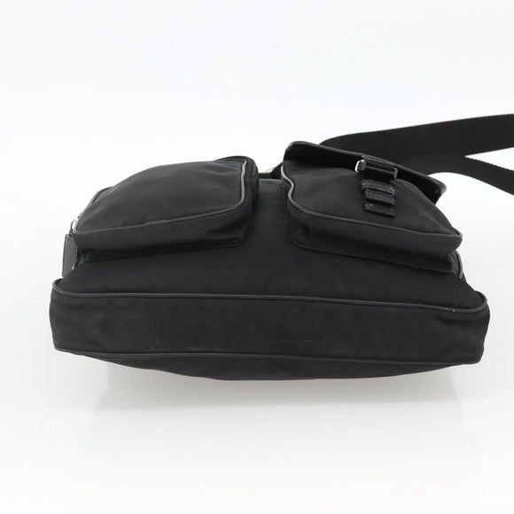 PRADA Shoulder Bag Nylon Black Silver Auth BAZ163