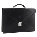 LOEWE Business Bag Leather Black Silver Auth BAZ175-1