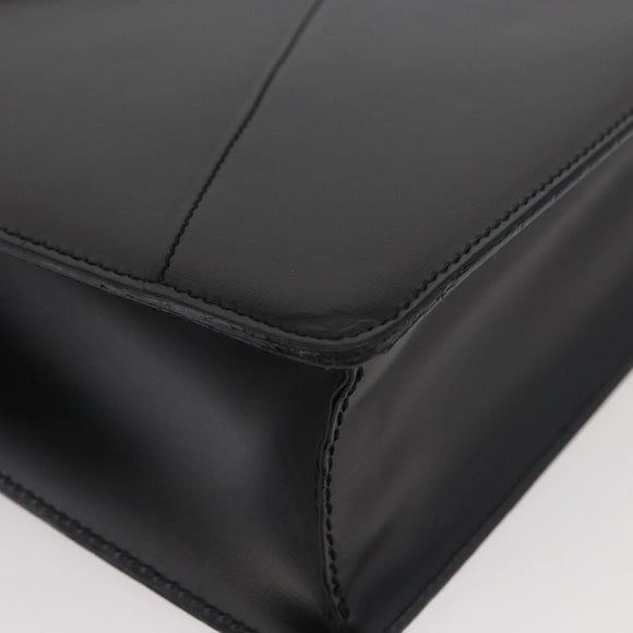LOEWE Business Bag Leather Black Silver Auth BAZ175