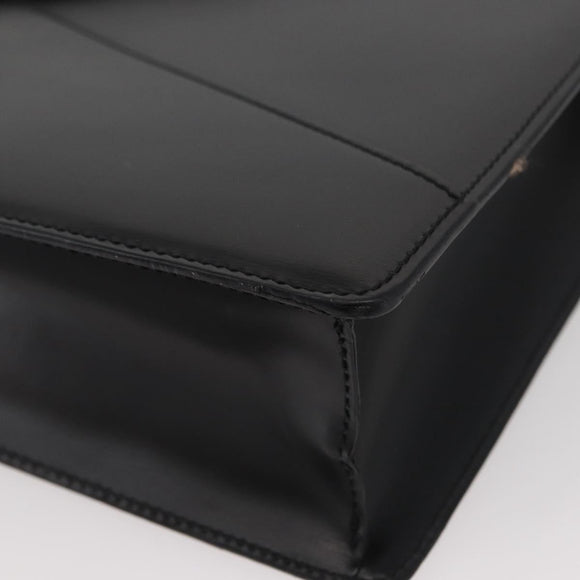 LOEWE Business Bag Leather Black Silver Auth BAZ175