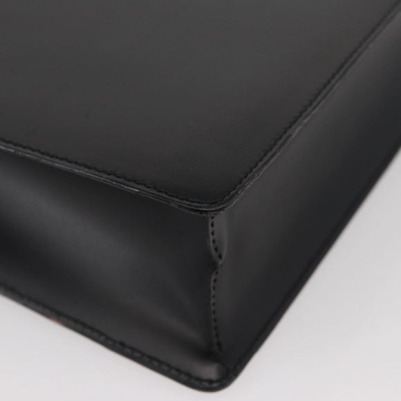 LOEWE Business Bag Leather Black Silver Auth BAZ175