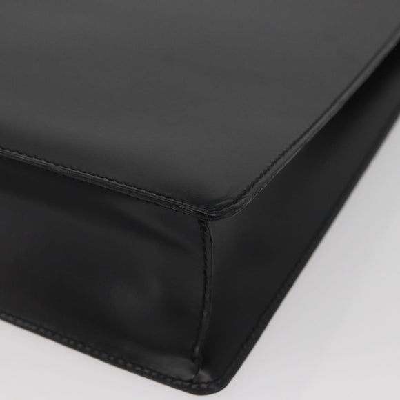 LOEWE Business Bag Leather Black Silver Auth BAZ175