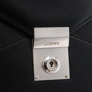 LOEWE Business Bag Leather Black Silver Auth BAZ175-17