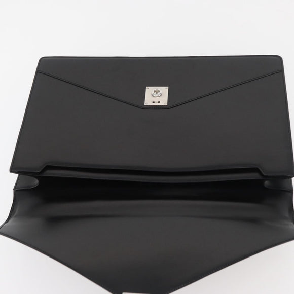 LOEWE Business Bag Leather Black Silver Auth BAZ175