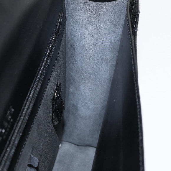 LOEWE Business Bag Leather Black Silver Auth BAZ175