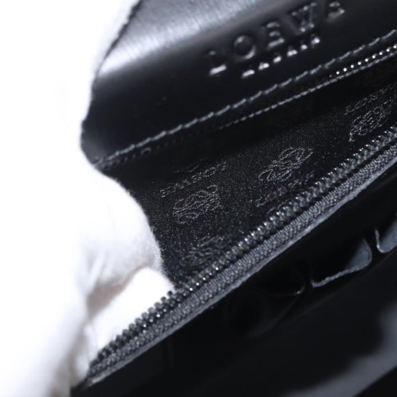 LOEWE Business Bag Leather Black Silver Auth BAZ175