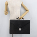 LOEWE Business Bag Leather Black Silver Auth BAZ175-24