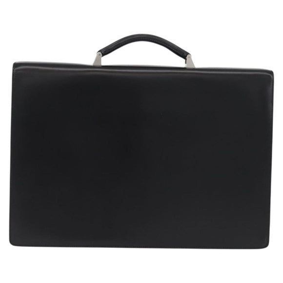 LOEWE Business Bag Leather Black Silver Auth BAZ175