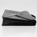 LOEWE Business Bag Leather Black Silver Auth BAZ175-3