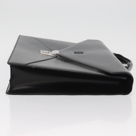 LOEWE Business Bag Leather Black Silver Auth BAZ175