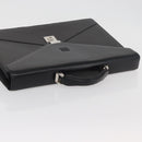 LOEWE Business Bag Leather Black Silver Auth BAZ175-6