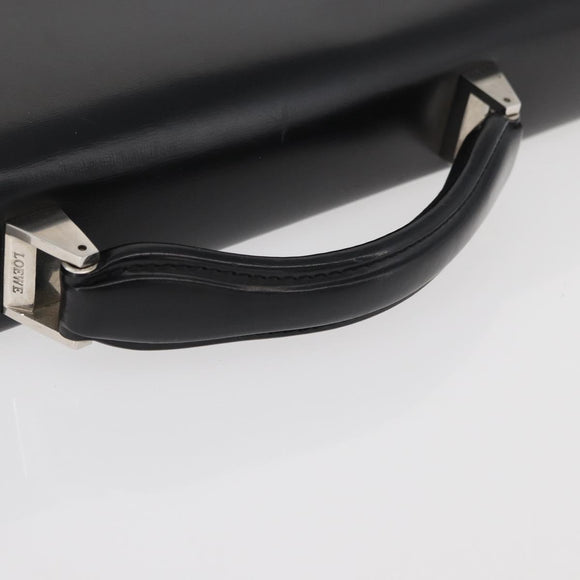 LOEWE Business Bag Leather Black Silver Auth BAZ175