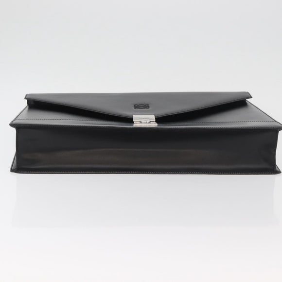 LOEWE Business Bag Leather Black Silver Auth BAZ175