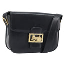 CELINE Horse Carriage Shoulder Bag Leather Black Gold Auth BAZ181-1