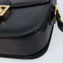 CELINE Horse Carriage Shoulder Bag Leather Black Gold Auth BAZ181-10