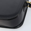 CELINE Horse Carriage Shoulder Bag Leather Black Gold Auth BAZ181-12