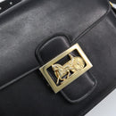 CELINE Horse Carriage Shoulder Bag Leather Black Gold Auth BAZ181-14
