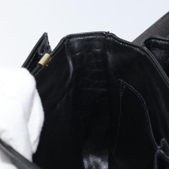 CELINE Horse Carriage Shoulder Bag Leather Black Gold Auth BAZ181