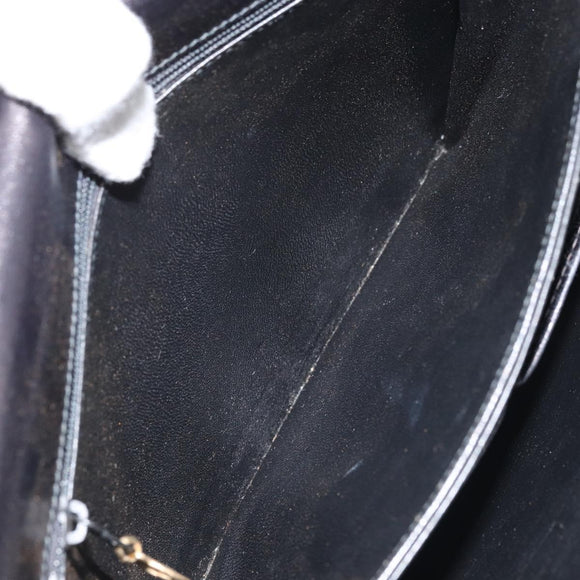 CELINE Horse Carriage Shoulder Bag Leather Black Gold Auth BAZ181