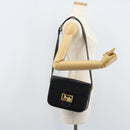 CELINE Horse Carriage Shoulder Bag Leather Black Gold Auth BAZ181-24