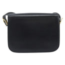 CELINE Horse Carriage Shoulder Bag Leather Black Gold Auth BAZ181-3