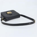 CELINE Horse Carriage Shoulder Bag Leather Black Gold Auth BAZ181-7