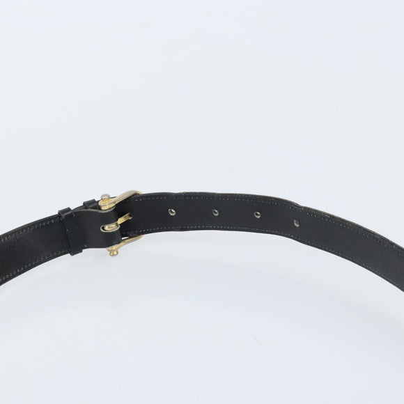CELINE Horse Carriage Shoulder Bag Leather Black Gold Auth BAZ181