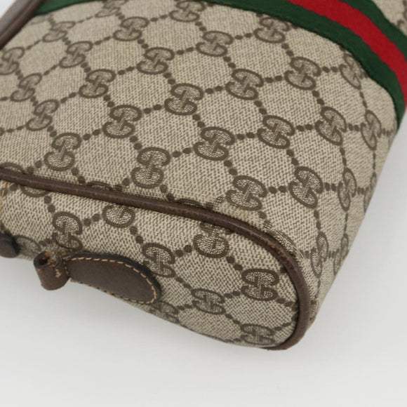 GUCCI GG Supreme Web Sherry Line Shoulder Bag PVC Beige Gold 010 378 Auth BAZ183