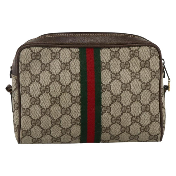 GUCCI GG Supreme Web Sherry Line Shoulder Bag PVC Beige Gold 010 378 Auth BAZ183