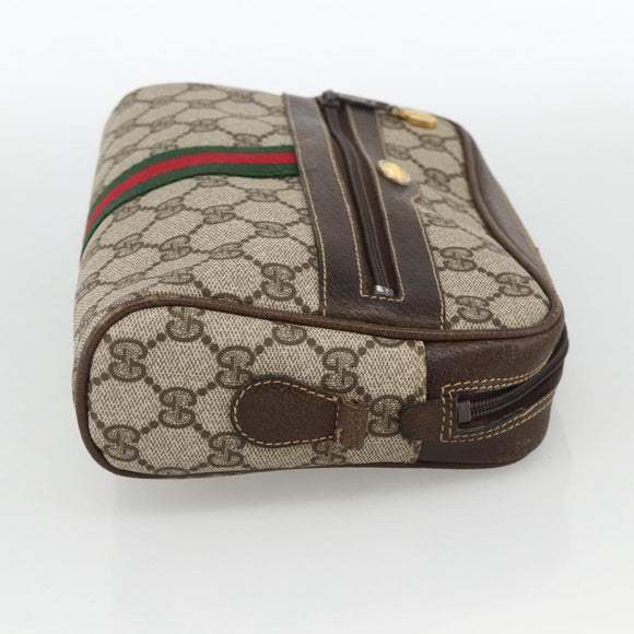 GUCCI GG Supreme Web Sherry Line Shoulder Bag PVC Beige Gold 010 378 Auth BAZ183