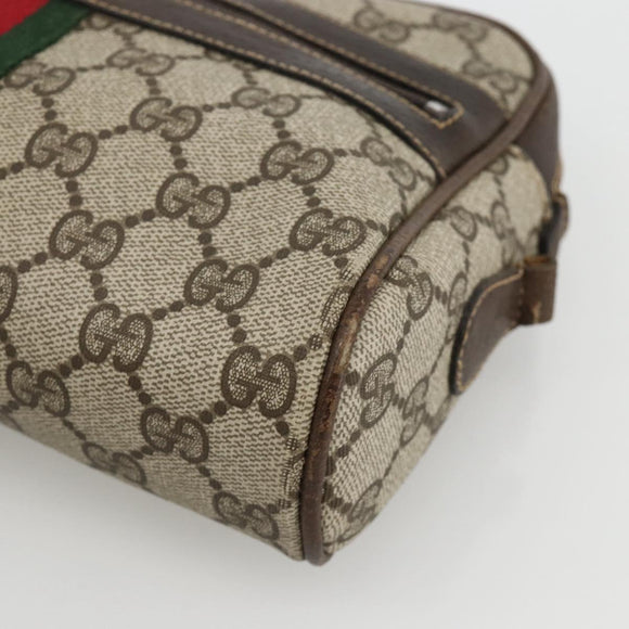 GUCCI GG Supreme Web Sherry Line Shoulder Bag PVC Beige Gold 010 378 Auth BAZ183