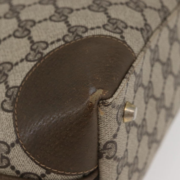 GUCCI GG Supreme Hand Bag PVC Beige Gold Auth BAZ197