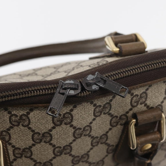 GUCCI GG Supreme Hand Bag PVC Beige Gold Auth BAZ197