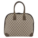 GUCCI GG Supreme Hand Bag PVC Beige Gold Auth BAZ197-2