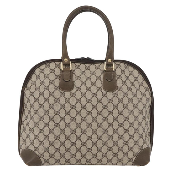GUCCI GG Supreme Hand Bag PVC Beige Gold Auth BAZ197