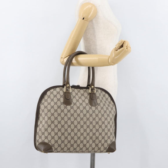 GUCCI GG Supreme Hand Bag PVC Beige Gold Auth BAZ197