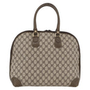 GUCCI GG Supreme Hand Bag PVC Beige Gold Auth BAZ197-3
