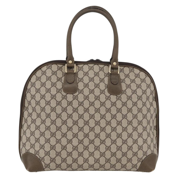 GUCCI GG Supreme Hand Bag PVC Beige Gold Auth BAZ197