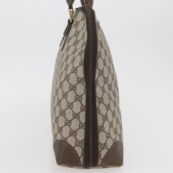 GUCCI GG Supreme Hand Bag PVC Beige Gold Auth BAZ197
