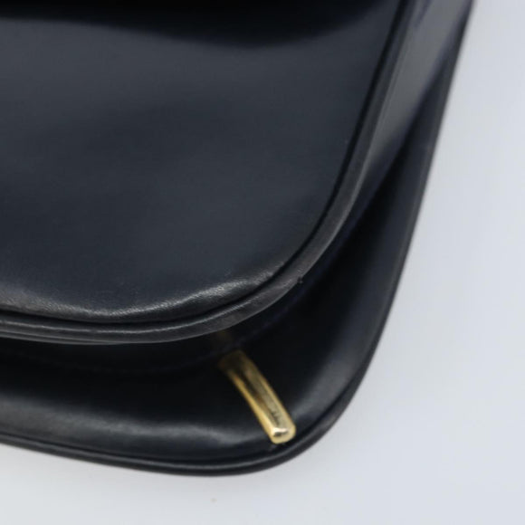 GUCCI Sherry Line Schoudertas Leer Marineblauw Goud Auth BAZ198A