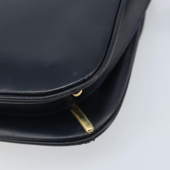 GUCCI Sherry Line Schoudertas Leer Marineblauw Goud Auth BAZ198A