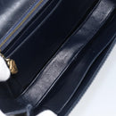 GUCCI Sherry Line Schoudertas Leer Marineblauw Goud Auth BAZ198A-10
