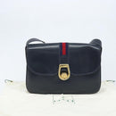 GUCCI Sherry Line Schoudertas Leer Marineblauw Goud Auth BAZ198A-12