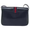 GUCCI Sherry Line Schoudertas Leer Marineblauw Goud Auth BAZ198A-2