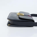 GUCCI Sherry Line Schoudertas Leer Marineblauw Goud Auth BAZ198A-3