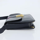 GUCCI Sherry Line Schoudertas Leer Marineblauw Goud Auth BAZ198A-4