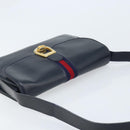 GUCCI Sherry Line Shoulder Bag Leather Navy Gold Auth BAZ198A-6