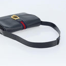 GUCCI Sherry Line Schoudertas Leer Marineblauw Goud Auth BAZ198A-7