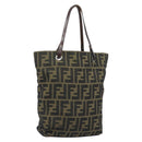 FENDI Zucca Canvas Hand Bag Black Brown Auth BAZ200-1