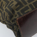 FENDI Zucca Canvas Hand Bag Black Brown Auth BAZ200-15